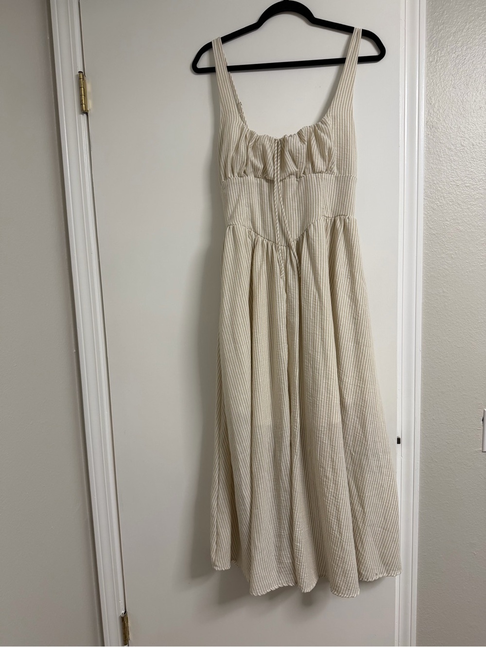 The Workshop Women’s Cream Striped Maxi Dress